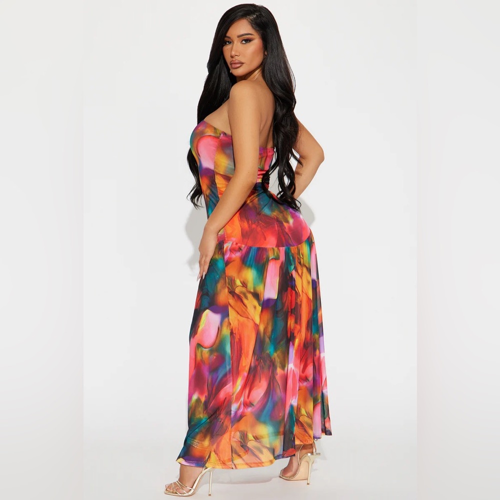 Fashion Nova - Seasonal Love Mesh Maxi Dress - Multi Color - Picture 3 of 3
